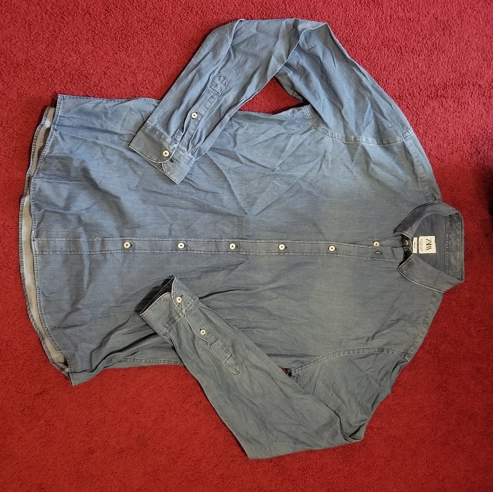 Zara blue men's slim fit button down size M unworn new condition